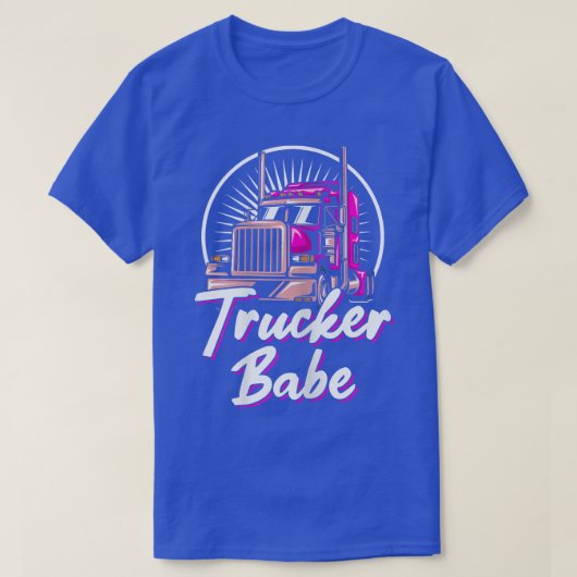 Womens Trucker Babe Truck Driver Asphalt Cowboy Hi T-shirt (Design voorkant)