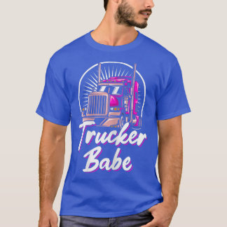 Womens Trucker Babe Truck Driver Asphalt Cowboy Hi T-shirt