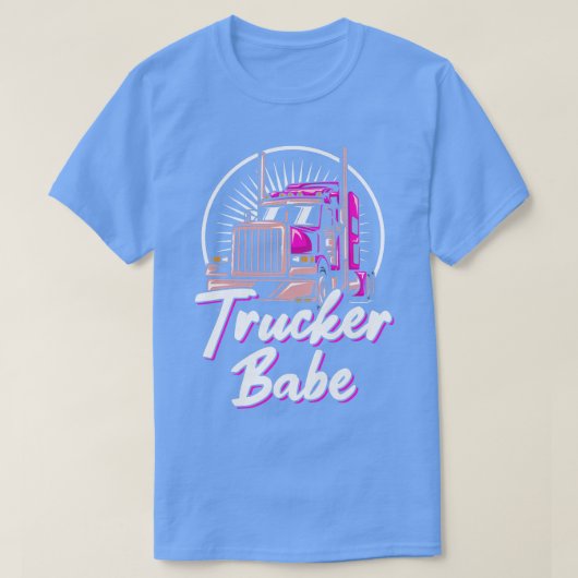 Womens Trucker Babe Truck Driver Asphalt Cowboy Hi T-shirt (Design voorkant)
