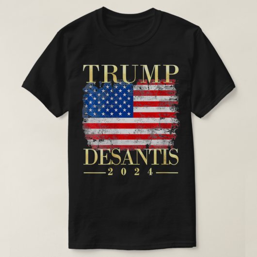 Womens Trump Desantis 2024 Flag VNeck T-shirt (Design voorkant)