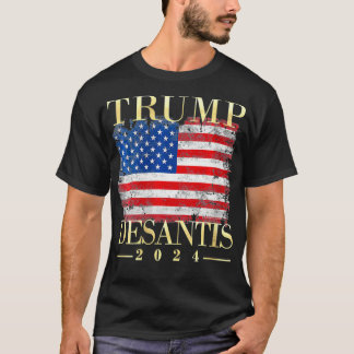 Womens Trump Desantis 2024  Flag VNeck T-shirt