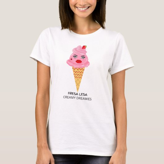 womens tshirt Fresa Lesa strawberry ice cream cone (Voorkant)