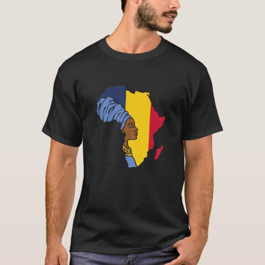 Womens Tsjaad Chadian Flag Africa Map Ethnic Herit T-shirt (Voorkant)