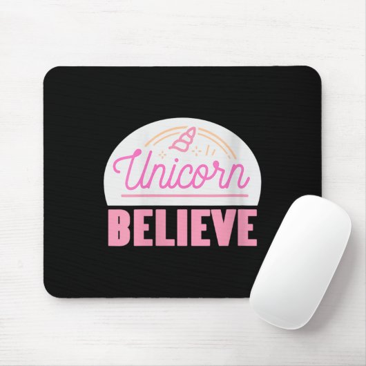 Womens Unicorn Believe Sitive Magic Fantasy Rainbo Muismat (Met muis)