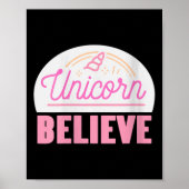 Womens Unicorn Believe Sitive Magic Fantasy Rainbo Poster (Voorkant)