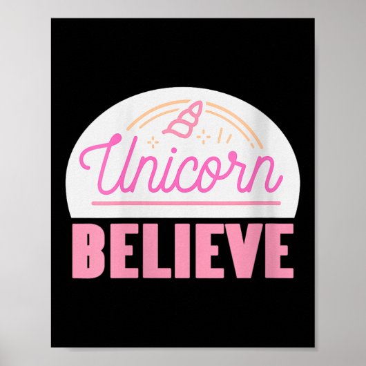 Womens Unicorn Believe Sitive Magic Fantasy Rainbo Poster (Voorkant)