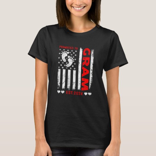 Womens US American Flag Promoted To Gram 2024 Moth T-shirt (Voorkant)