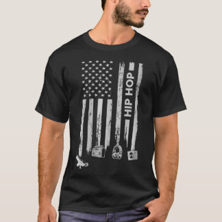 Womens USA American Flag Vintage Hip Hop Style Gif T-shirt