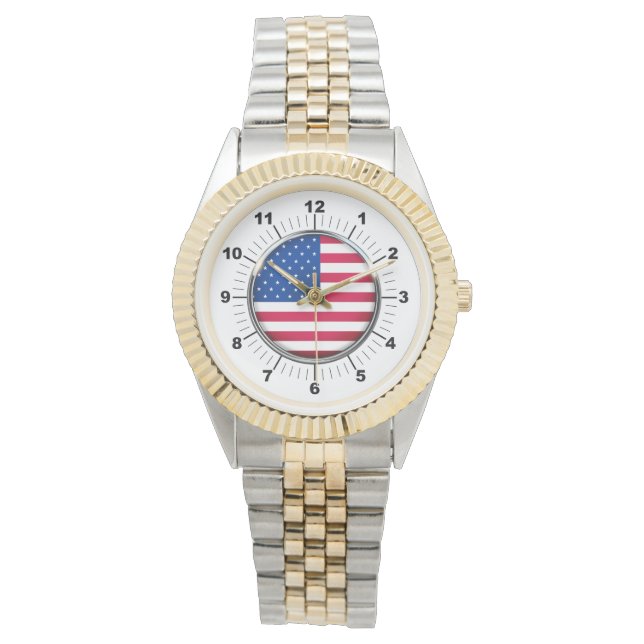 Women's USA vlag Two-Tone armband horloge (Voorkant)