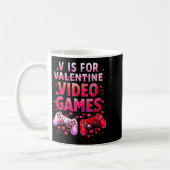 Women's V Is For Video Games Funny Valentines Game Koffiemok (Links)