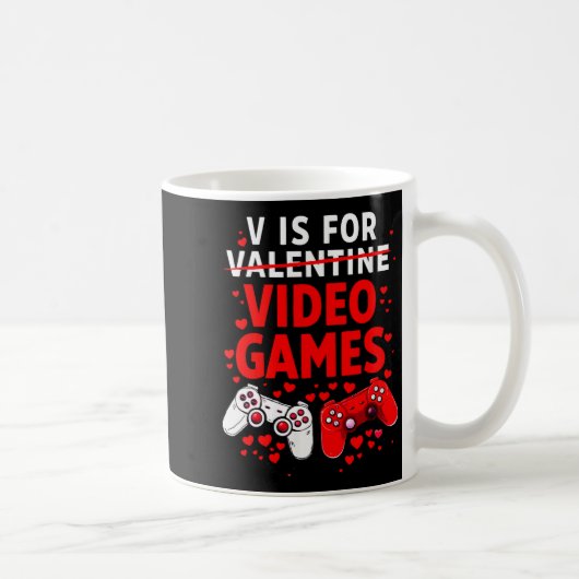Women's V Is For Video Games Funny Valentines Game Koffiemok (Rechts)
