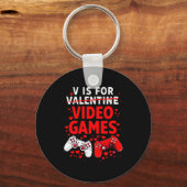Women's V Is For Video Games Funny Valentines Game Sleutelhanger (Voorkant)