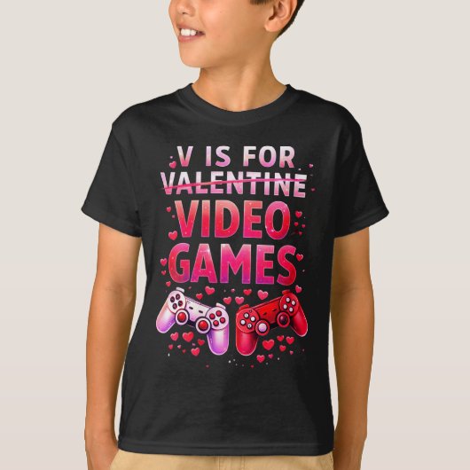 Women's V Is For Video Games Funny Valentines Game T-shirt (Voorkant)