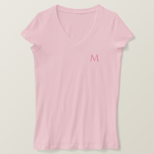 Womens V-Neck Jersey T-Shirt Elegant Monogram roze (Design voorkant)