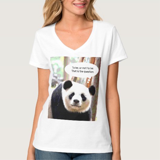 Womens V Neck TShirts Hamlet Quote Panda Beer (Voorkant)