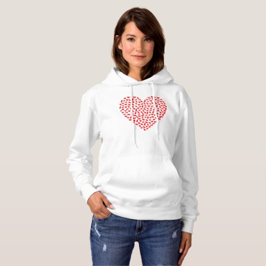 Womens Valentijnsdag Kat Hartwasserette Hoodie (Voorkant volledig)