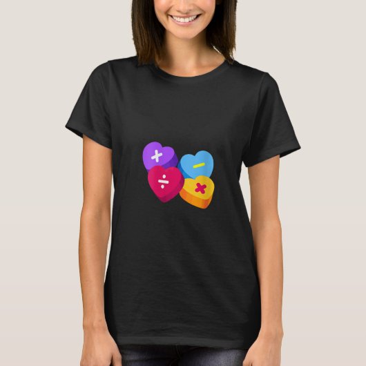 Womens Valentines Day Hearts With Math Symbols Tea T-shirt (Voorkant)