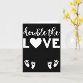 Womens Valentines Day Twin Pregnancy Announcemen V Kaart (Gele Bloem)