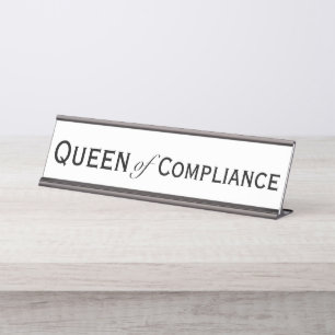 Womens van koningin Compliance Vrouw Compliance Of Bureau Naambordje