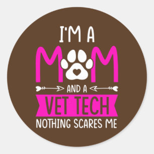 Womens Vet Tech Mam Veterinarian Vet Tech Ronde Sticker