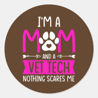 Womens Vet Tech Mam Veterinarian Vet Tech Ronde Sticker