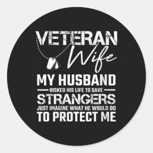 Womens Veteraan Leger van vrouwen Echtman Soldaat Ronde Sticker