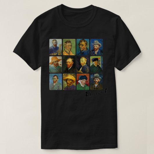 Womens Vincent Van Gogh Self Portreits VNeck T-shirt (Design voorkant)
