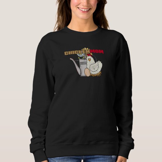 Womens Vintage Chickenmom Watering Can Trui (Voorkant)