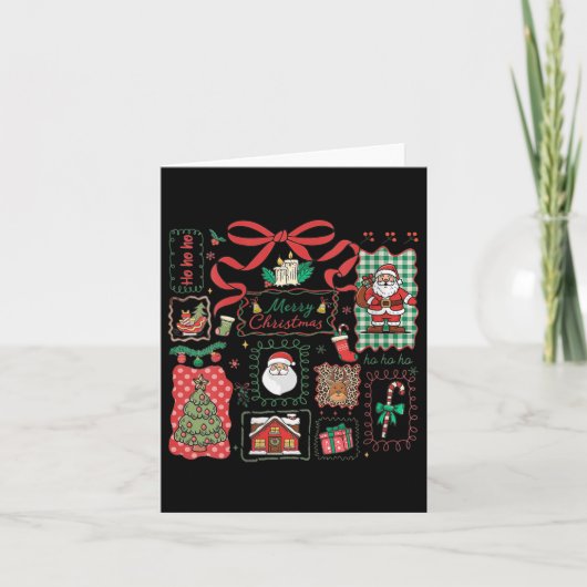 Womens Vintage Christmas Icons Merry Christmas Coq Kaart (Voorkant)