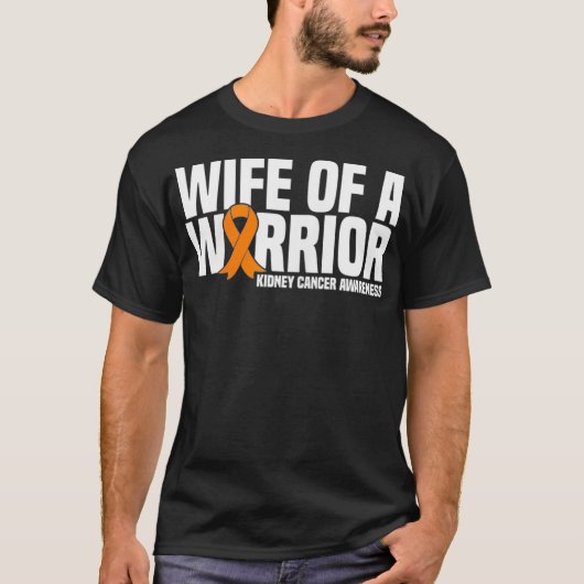 Womens vrouw van een Warrior Sinaasappel Ribbon Ki T-shirt (Voorkant)