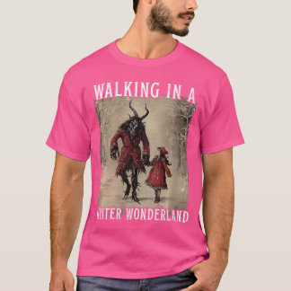 Womens Walking in A Winter Wonderland Krampus Cree T-shirt