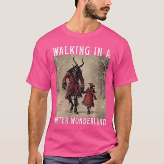 Womens Walking in A Winter Wonderland Krampus Cree T-shirt (Voorkant)