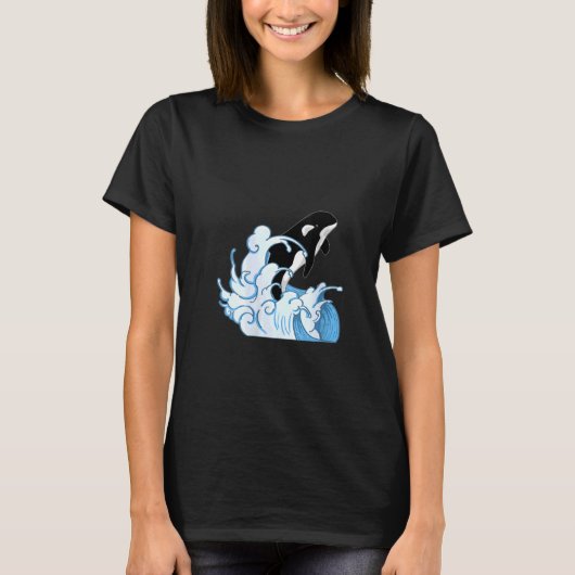 Womens Walvis Dier Ocean Killer Walvis Waves Orka T-shirt (Voorkant)