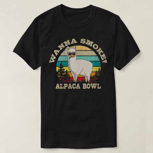Womens Wanna Roke Alpaca Bowl Llama Weed Pot Retr T-shirt (Design voorkant)