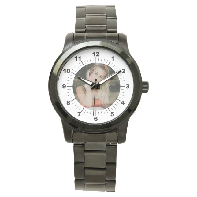 Women's Watch - Gepersonaliseerd - Oversized Zwart Horloge (Voorkant)