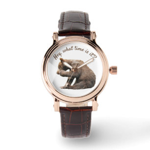 Women's Watch met grizzly beer cub Horloge
