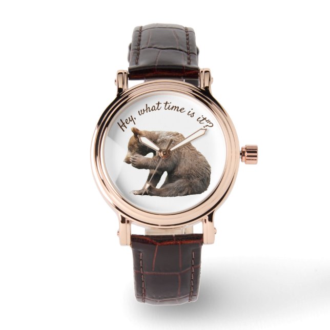 Women's Watch met grizzly beer cub Horloge (Voorkant)