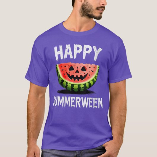 Womens Watermelon O Lantern Summer Halloween Happy T-shirt (Voorkant)
