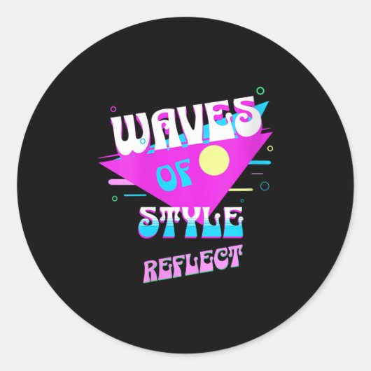 Womens Waves Of Style Reflect Retro Aesthetic Mood Ronde Sticker (Voorkant)