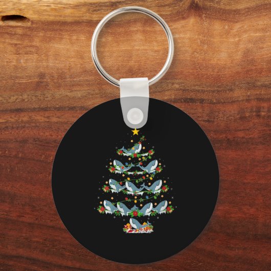 Womens Whale Christmas Tree Lights Funny Sea Anima Sleutelhanger (Voorkant)
