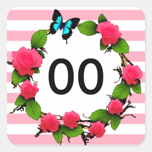 Womens Whimsical Roos 18e 21e 30e 40e Verjaardag Vierkante Sticker (Voorkant)