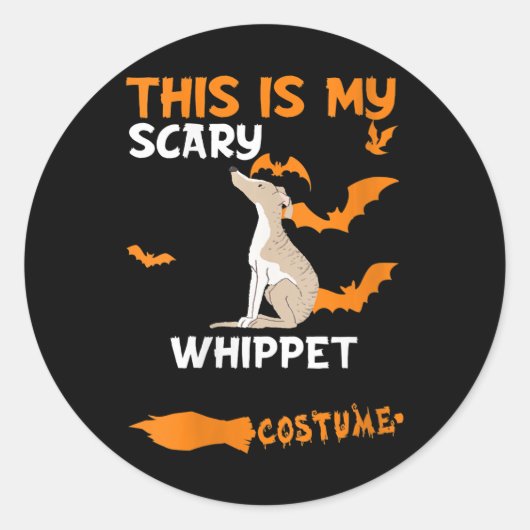 Womens Whippet Costume Halloween Lazy Scary Dog Ronde Sticker (Voorkant)