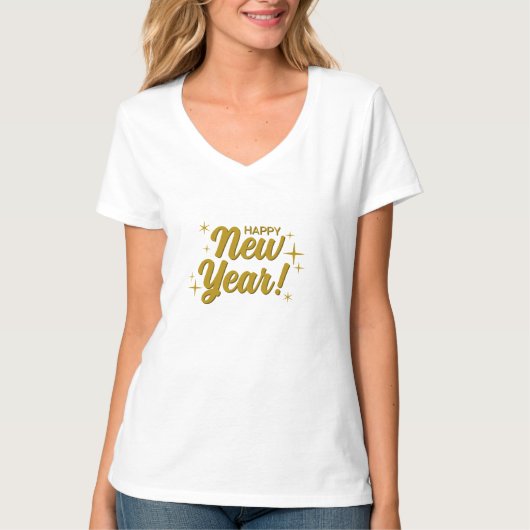 Women's white t-shirt - Happy New Year with an ele (Voorkant)