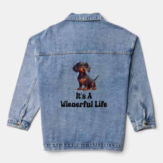 Womens Wiener Dog - Het is een weelderig leven Denim Jacket (Achterkant)
