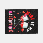 Women's Wine Is My Valentine Hearts Matching Drink Fleece Deken (Voorkant (Horizontaal))