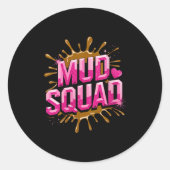 Womens Womans Muddy Mud Run Squad Mudding Running Ronde Sticker (Voorkant)