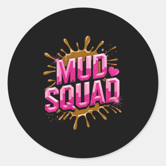 Womens Womans Muddy Mud Run Squad Mudding Running  Ronde Sticker (Voorkant)