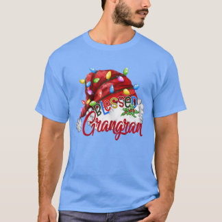 Womens Womens Blessed Grangran Santa Hat Christma T-shirt