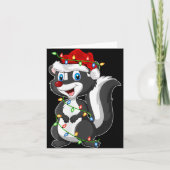 Womens Xmas Lights Santa Hat Skunk Christmas V Nec Kaart (Voorkant)