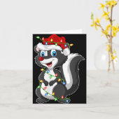 Womens Xmas Lights Santa Hat Skunk Christmas V Nec Kaart (Gele Bloem)